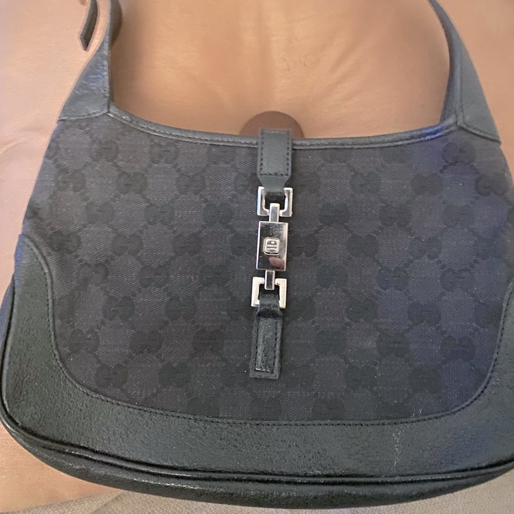 Authentic Gucci Black canvas Jackie O hand…